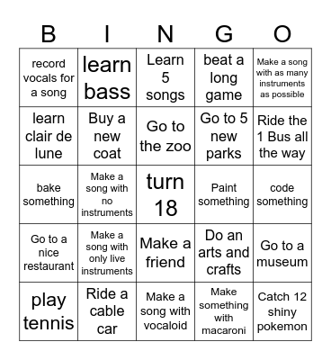 2025 Bingo!! Bingo Card