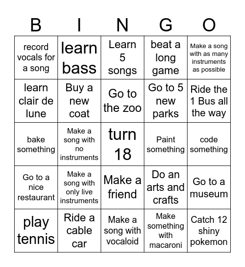 2025 Bingo!! Bingo Card