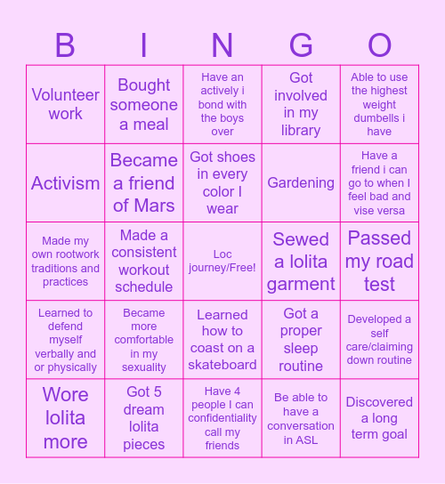 Jasmine's 2025 Bingo Card