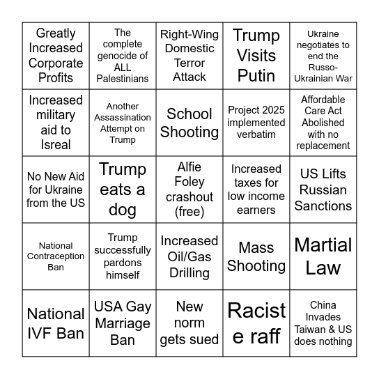 2025 Bingo Card