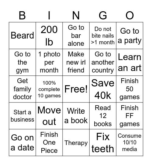 2025 Bingo Card