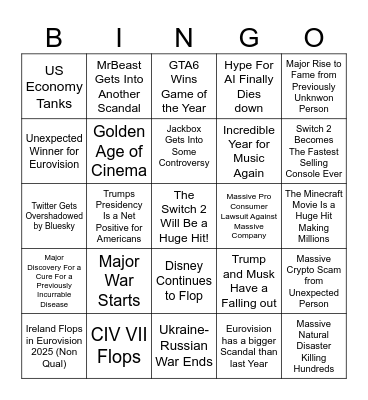 2025 Bingo Card