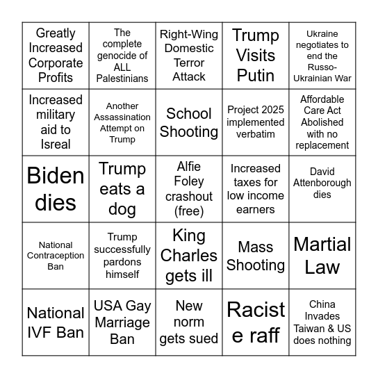 2025 Bingo Card