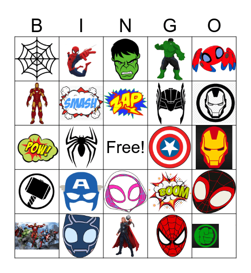 Superhero Bingo Card