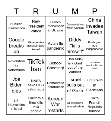 2025 Events (William) Bingo Card