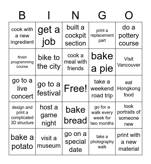 2025 Tim Bingo Card