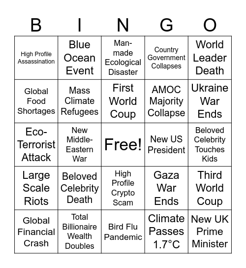 2025 Teardown Bingo Card