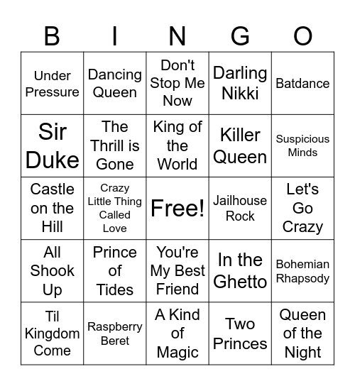 For The Crown Bingo Card