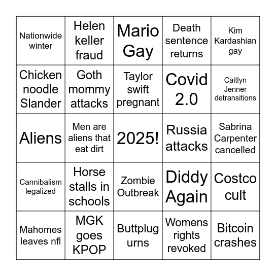 2025 Bingo Card