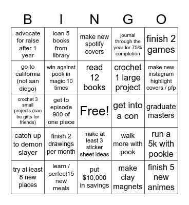 2025 bingo Card