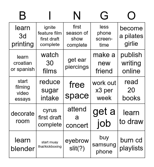 2025 bingo Card