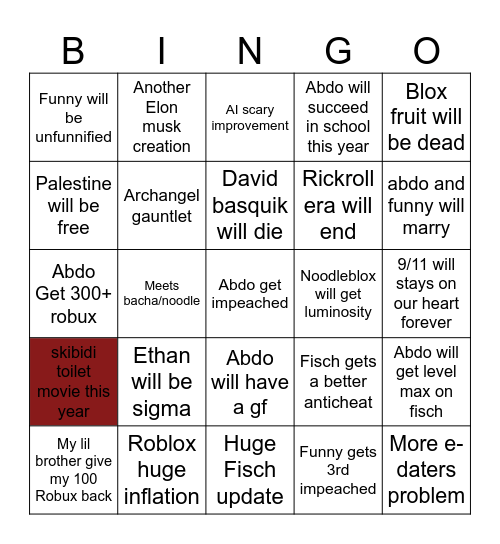 Abdo’s bingo Card