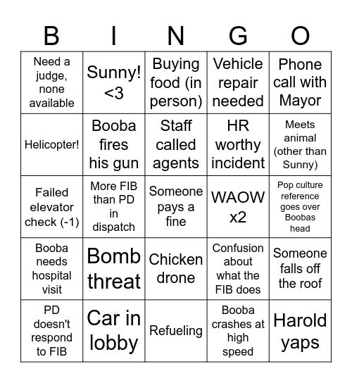 Everyday FIB Bingo V1 Bingo Card