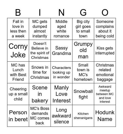 Hallmark Christmas Bingo Card