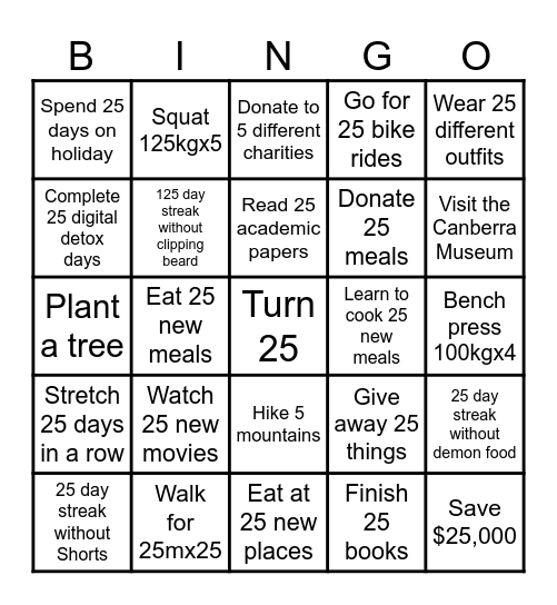 NYR2025 Bingo Card