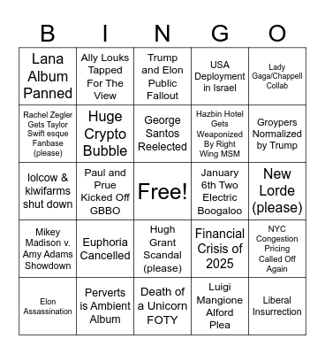 2025 Bingo Card