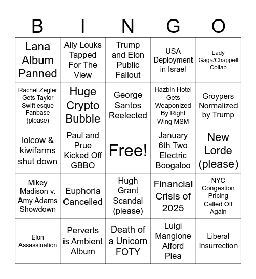 2025 Bingo Card