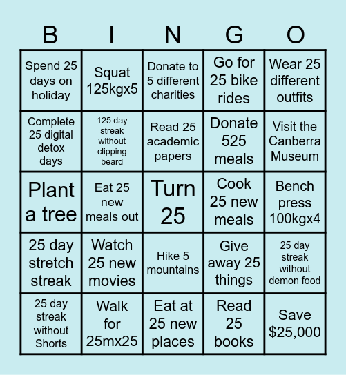 NYR2025 Bingo Card