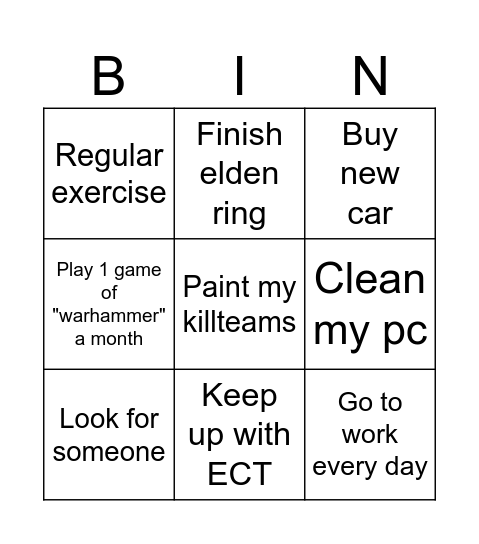 zerk Bingo Card