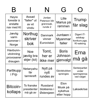 2025 Bingo Card