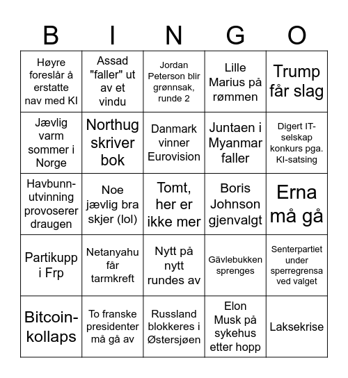 2025 Bingo Card