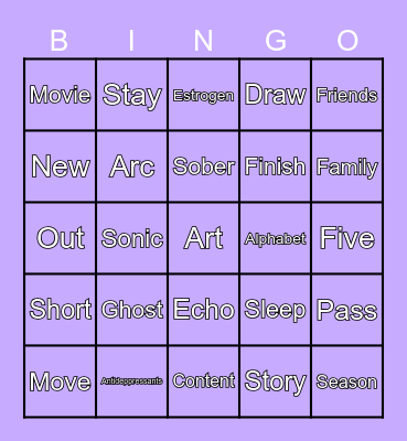 Random Words Bingo Card