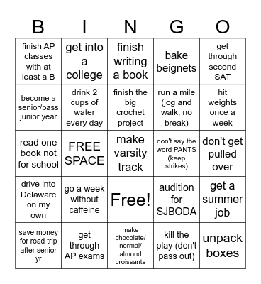 2025 Resolution Bingo Card