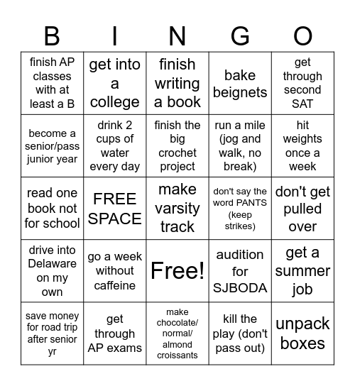 2025 Resolution Bingo Card