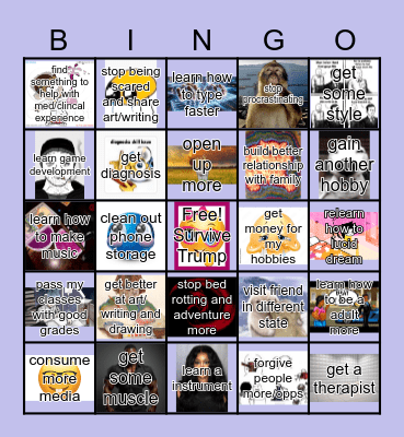 new years resolution Bingo Card