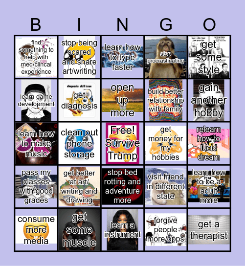 new years resolution Bingo Card