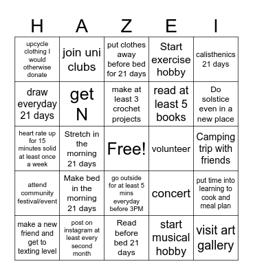 2025 new years resolutions Bingo Card