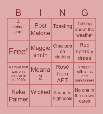 New years bingo Card
