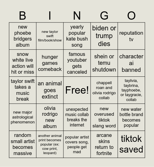 2025 BINGO (emmy’s version) Bingo Card