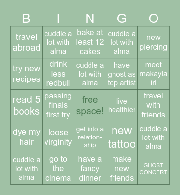 my 2025 Bingo Card