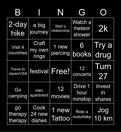 2k25 Bingo Card