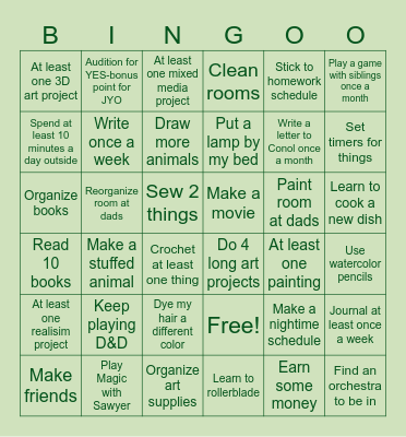 Elizabeth's 2025 Bingo Card