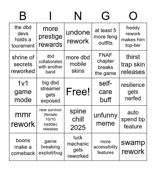 2025 bingo card Bingo Card