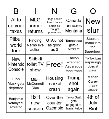 2025 Bingo Card