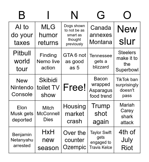 2025 Bingo Card