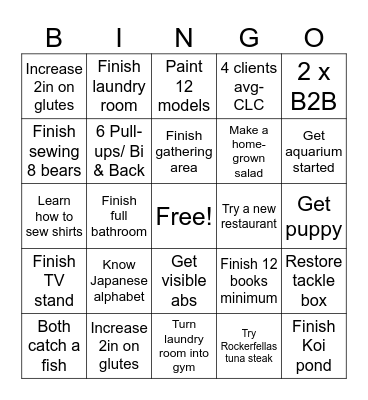 2025 Completion List Bingo Card