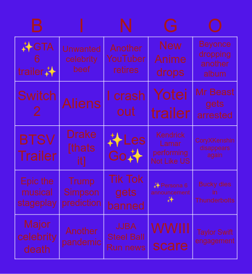 ✨️2025✨️ Bingo Card