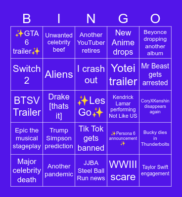 ✨️2025✨️ Bingo Card