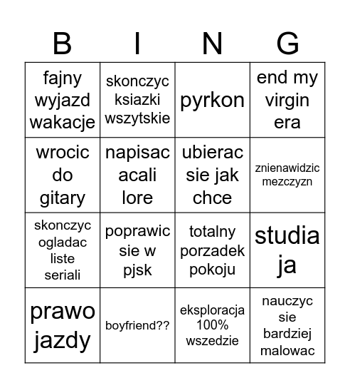 BINGO 2025 Bingo Card