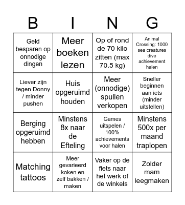 2025 Goal List Deesie Bingo Card