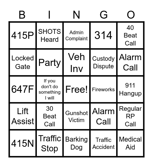 Dispatch Bingo Card