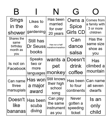 Find someone who ..... Bingo Card