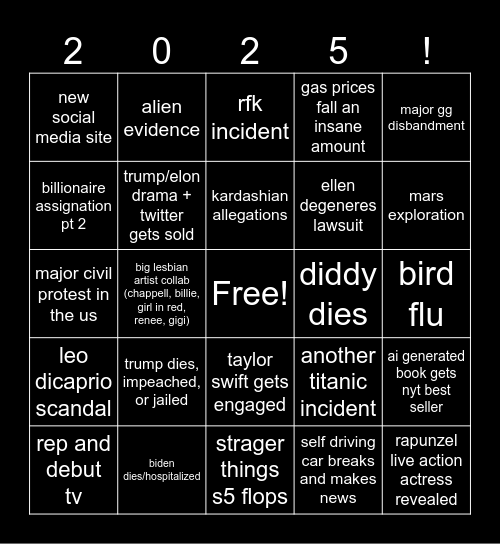 2025 bingo Card