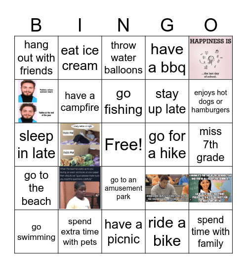 Student End of School Year Bingo 24/25 Bingo Card