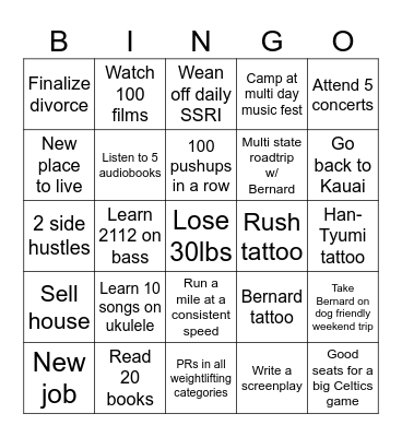 2025 Bingo Card Bingo Card