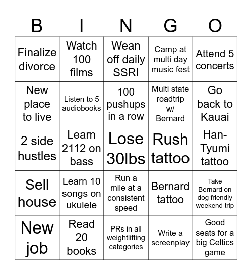 2025 Bingo Card Bingo Card